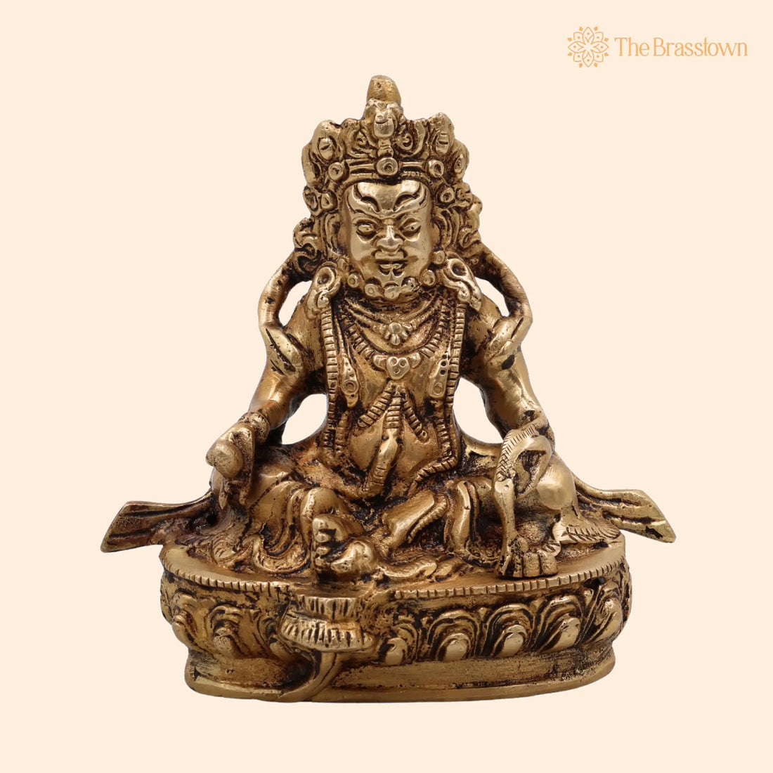 Brass Kubera Idol – Handcrafted Tibetan Buddhist Kuber Murti Kuvera Statue for Wealth, Prosperity, Vastu &amp; Home Décor 5.5 Inch 1