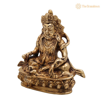 Brass Kubera Idol – Handcrafted Tibetan Buddhist Kuber Murti Kuvera Statue for Wealth, Prosperity, Vastu &amp; Home Décor 5.5 Inch 3