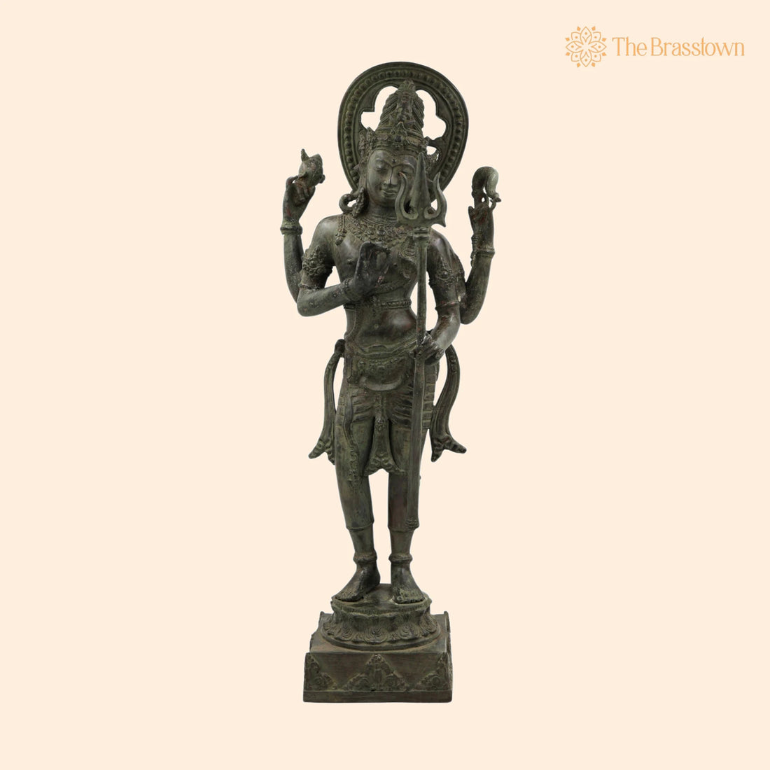 Brass Shiva Idol – Handcrafted Mahadev, Bholenath, Adiyogi, Rudra Murti for Home Temple, Pooja, Décor &amp; Gift 21.5 Inch 1