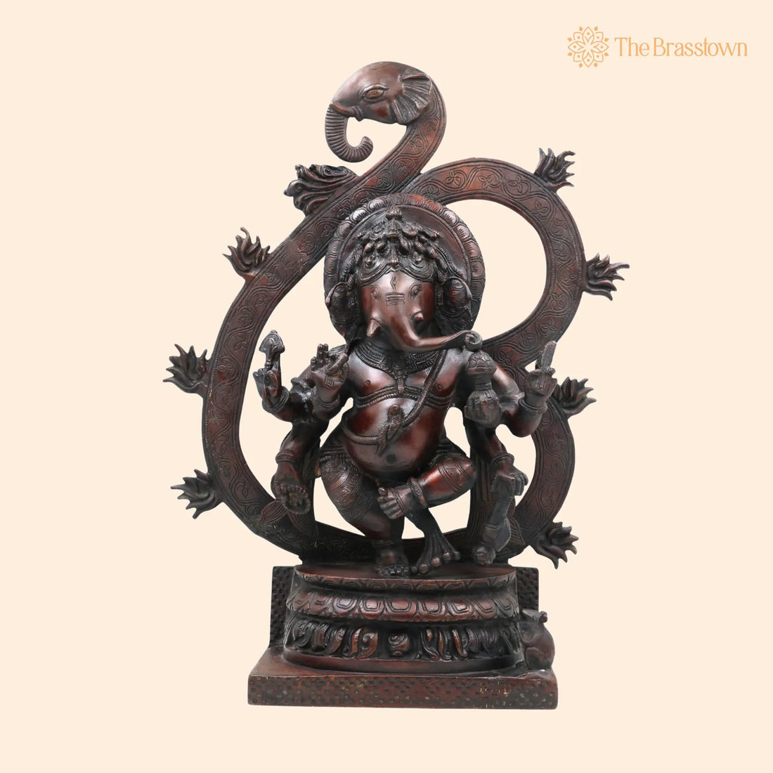 Handcrafted Brass Ganesha Idol – Vinayaka Ganpati Murti, Vighnaharta Ekadanta Pillaiyar Statue for Pooja, Home Décor &amp; Gifting 17 Inch 1