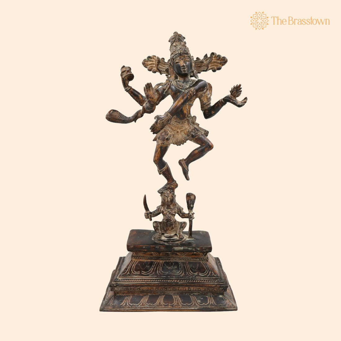 Handcrafted Brass Nataraja Idol – Chola Style Tandava Murti, Antique Finish Nataraj Statue for Home Temple, Vastu &amp; Décor 18 Inch 1