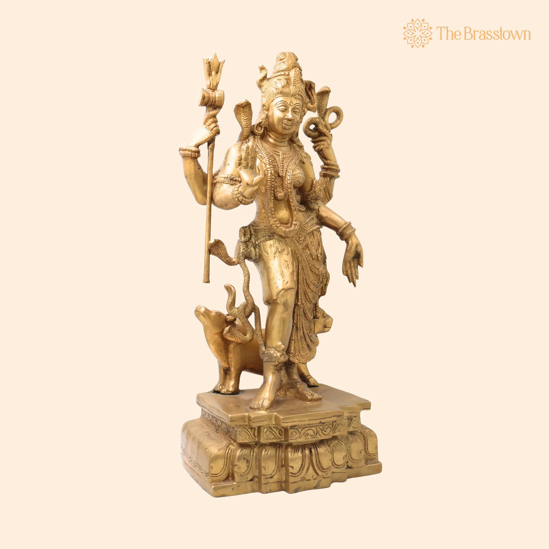 Brass Handcrafted Ardhanarishvara Idol – Panchaloha Ardhanari, Ardhanarishwar, Ardhanareeshwara for Puja, Home Mandir &amp; Décor 17.5 Inch 1