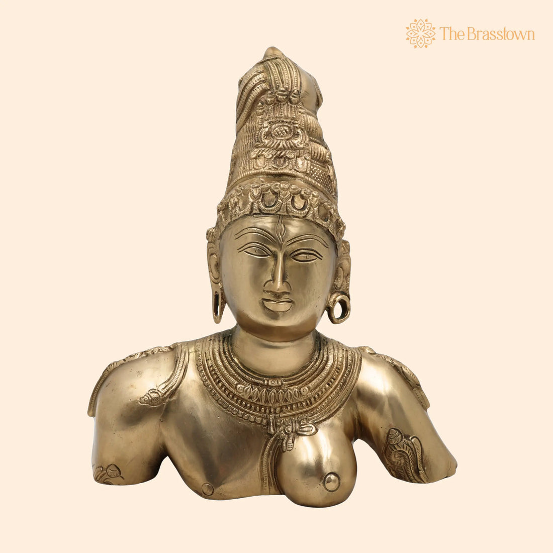 Brass Ardhanarishwara Head Idol – Handcrafted Ardhanari Shiv Shakti Panchaloha Murti for Puja, Home Mandir &amp; Décor 12 Inch 1