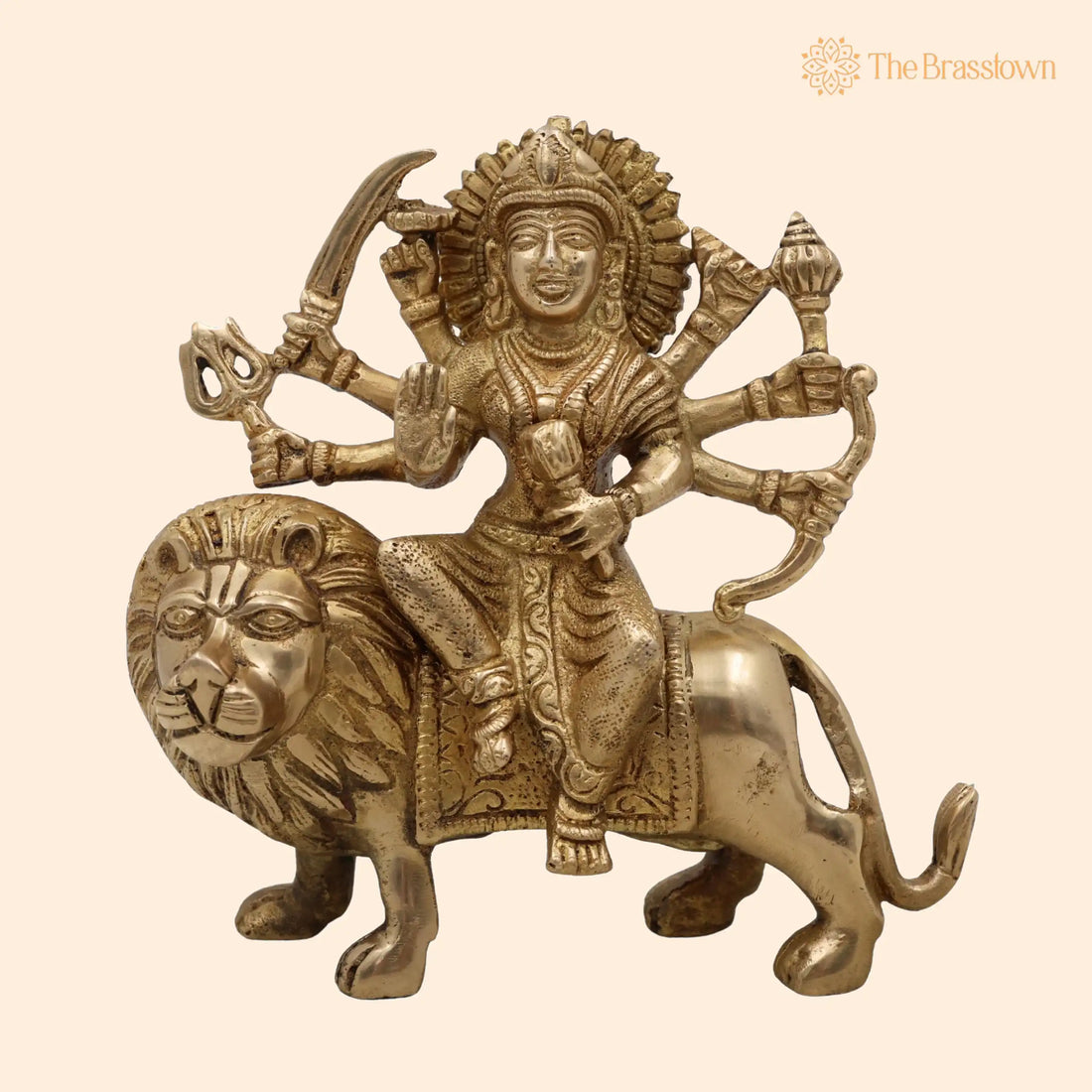 Brass Durga Idol – Handcrafted Mahishasura Mardini Shakti Murti, Maa Durga Devi Statue for Pooja, Navratri, Home Temple &amp; Gifting 6 Inch 1