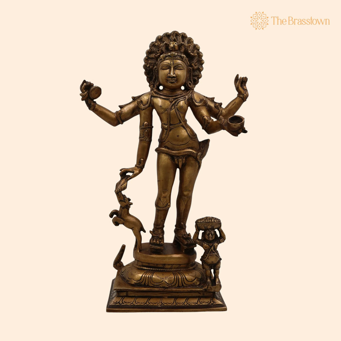 Bhikshatana Shiva Brass Idol – Digambara Murti of Shiva Bhikshatana Swamy, Handcrafted Pital Moorthi for Pooja, Décor &amp; Temple 15 Inch 1