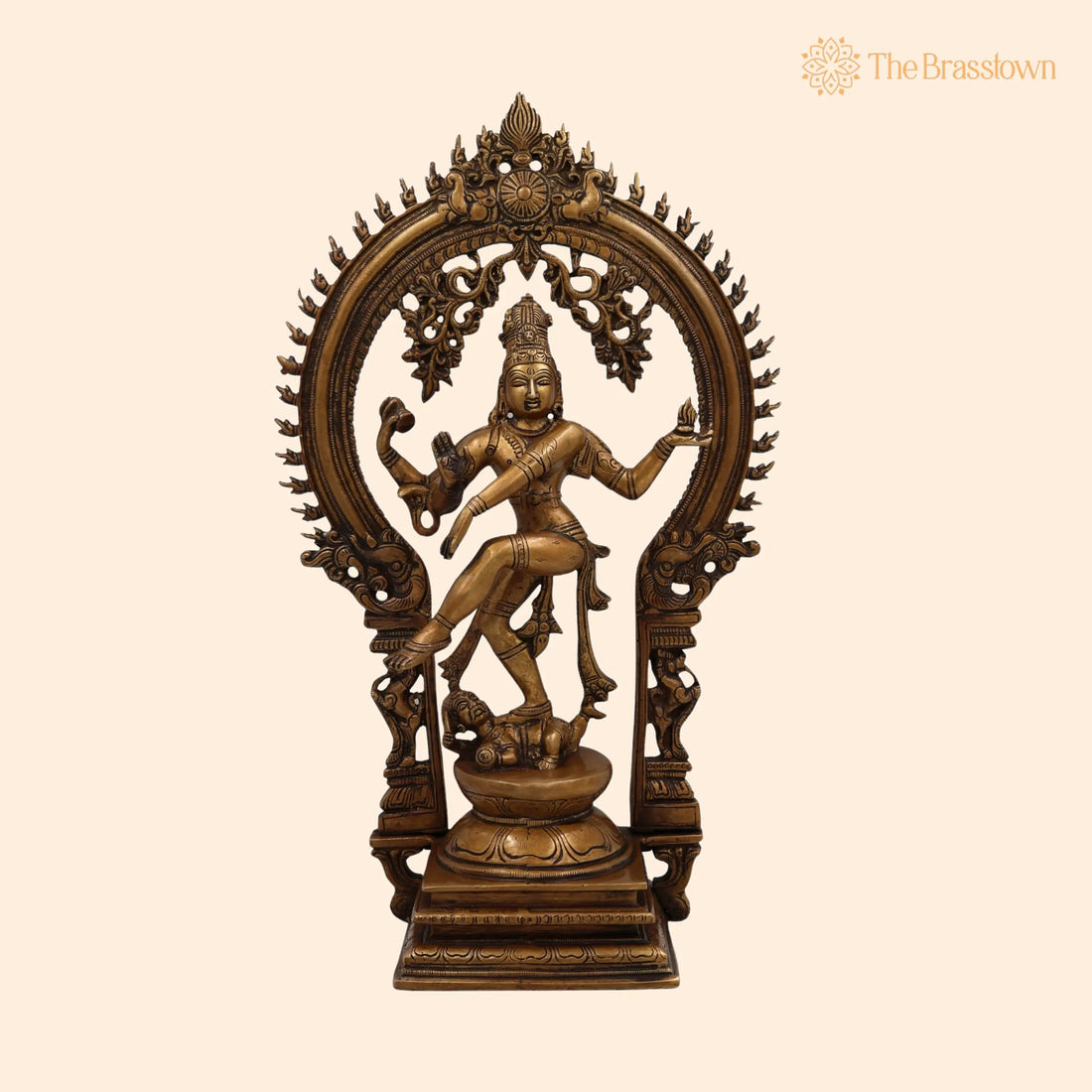 Brass Nataraja Idol – Handcrafted Lord Nataraj Murti, Chidambaram Nataraja for Home Temple &amp; Vastu 17.5 Inch 1