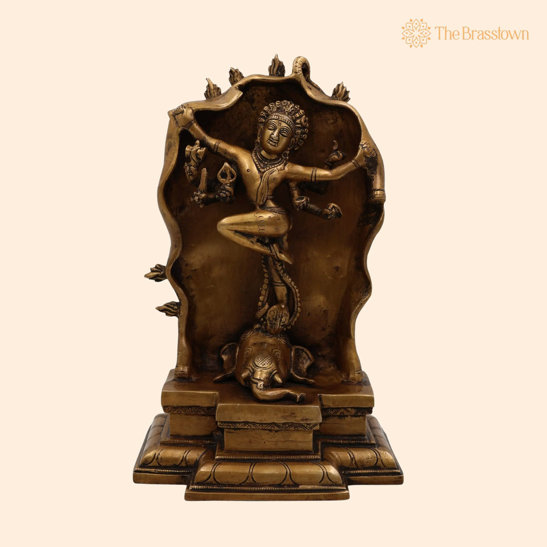 Brass Gajasurasamhara Murti – Handcrafted Gaja Samhara Shiva Idol, Gajasura Samharamoorthy Statue for Puja, Home Mandir &amp; Décor 10.5 Inch 1