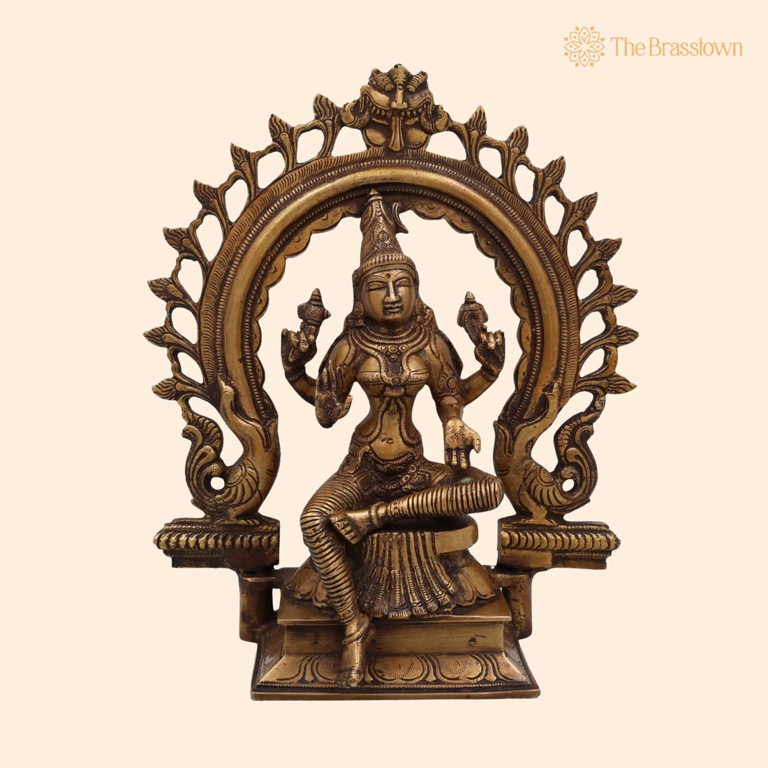 Brass Lakshmi Idol for Home Pooja – Handcrafted Mahalakshmi Murti, Gaja Lakshmi, Kamala for Puja, Home Mandir &amp; Décor 10 Inch 1