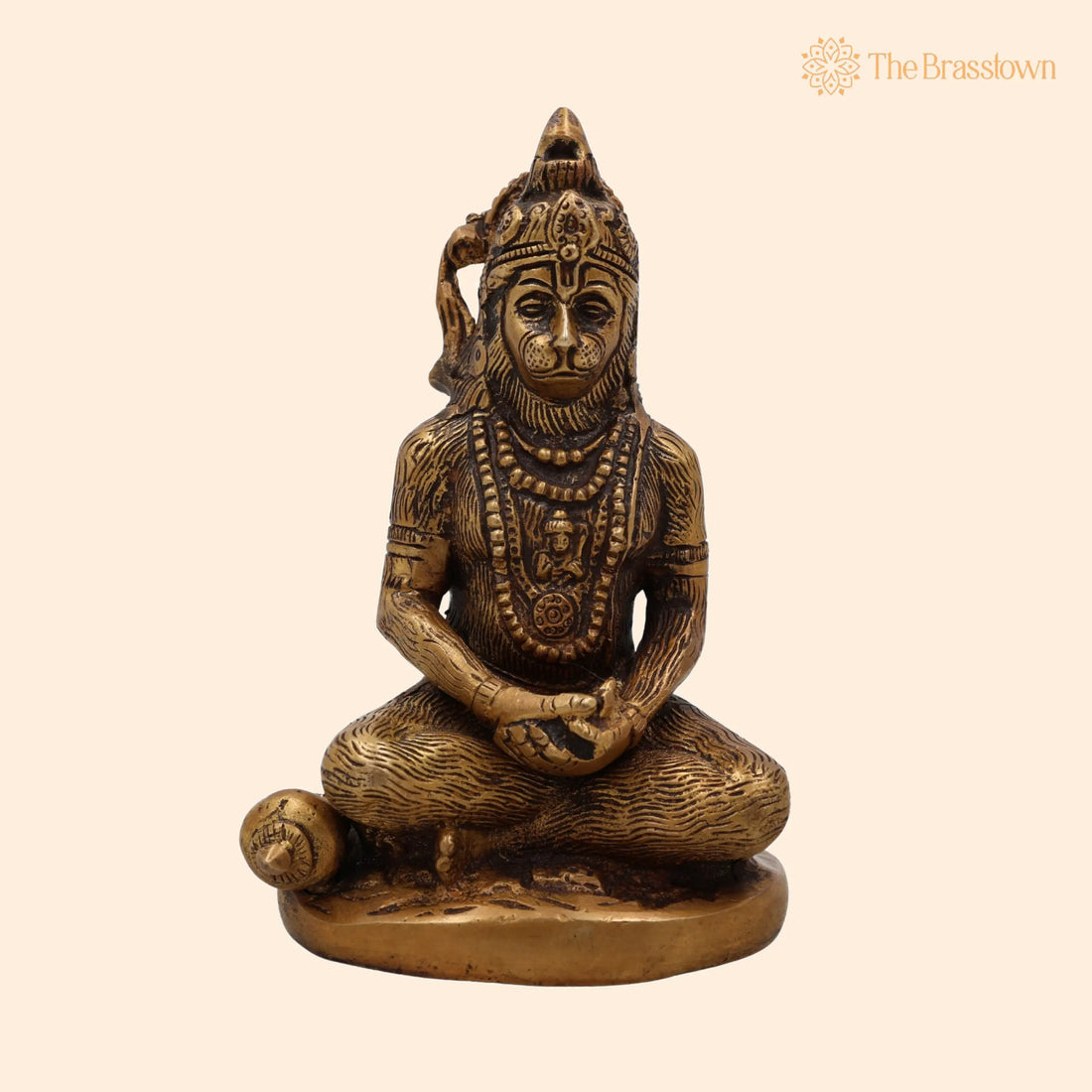 Brass Hanuman Idol for Pooja – Handcrafted Anjaneya, Bajrangbali, Veer Hanuman, Pavanputra, Ram Bhakt Murti for Home Temple &amp; Décor 5 Inch 1