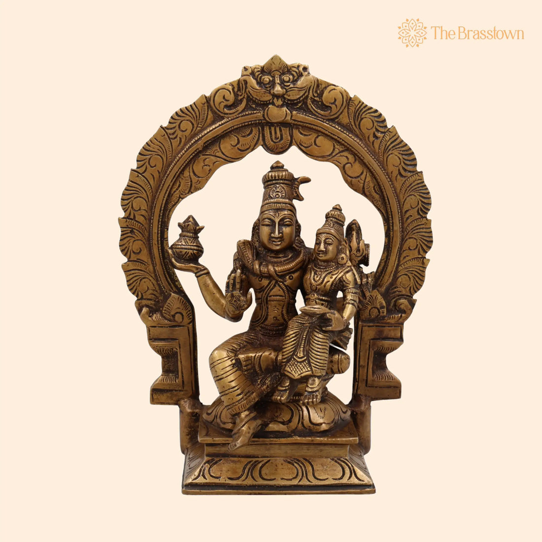 Brass Swarnakarshana Bhairava Shiva Parvati Idol – Handcrafted Power &amp; Harmony for Puja, Home Mandir &amp; Décor 10 Inch 1
