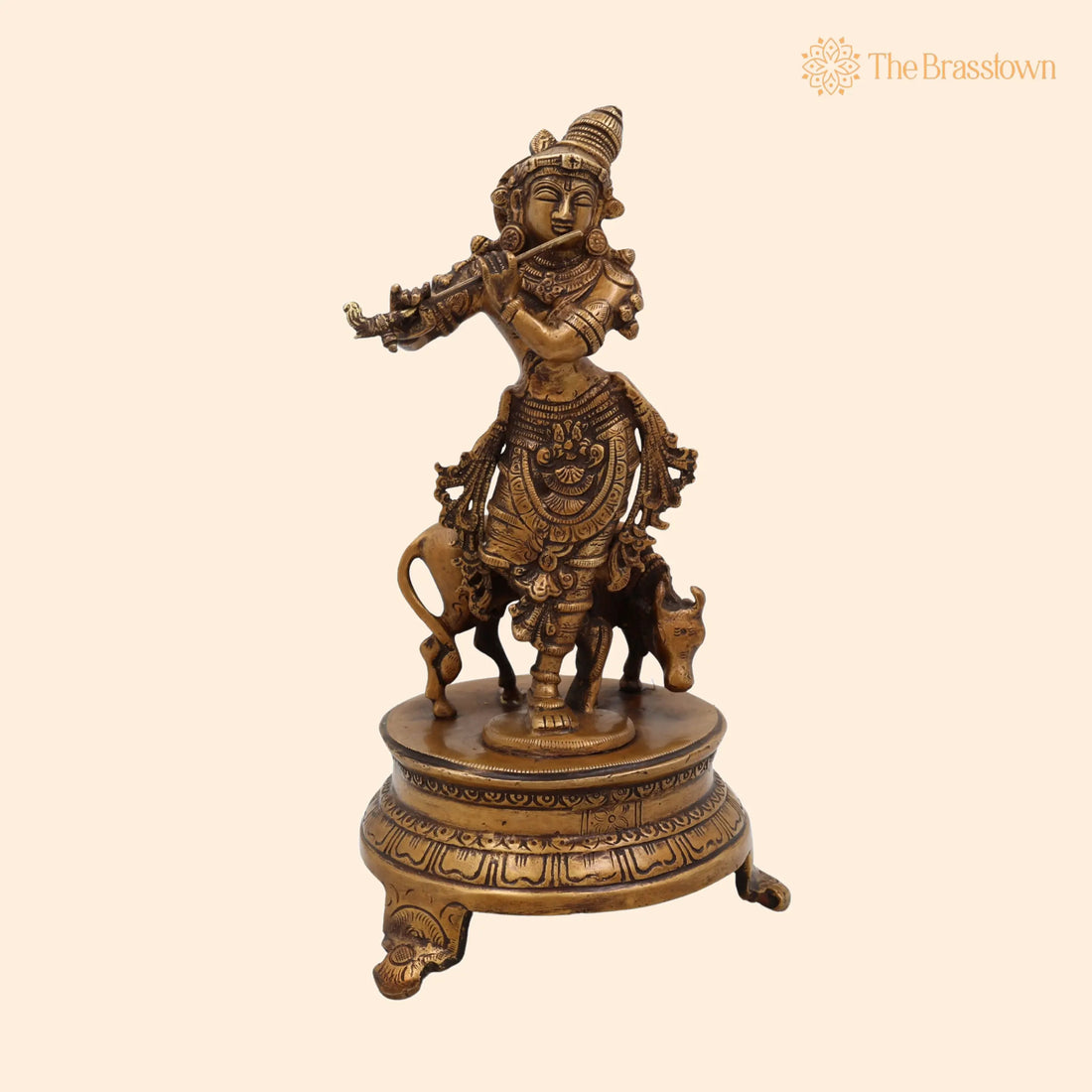 Brass Krishna Idol for Home Temple – Handcrafted Shree Krishna, Murlidhar, Gopala, Govind, Kanha for Puja, Home Mandir &amp; Décor 12 Inch 1