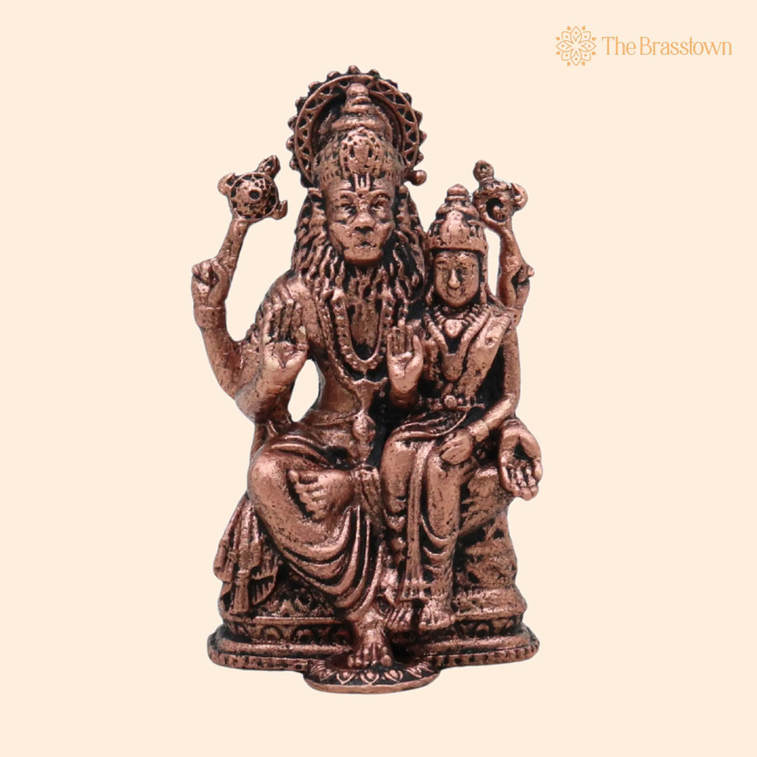 Copper Sri Lakshmi Narasimha Idol – Handcrafted Lakshmi Sameta Narasimha Swamy Tamraloha Murti for Home Puja &amp; Mandir Worship 2.5 Inch 1