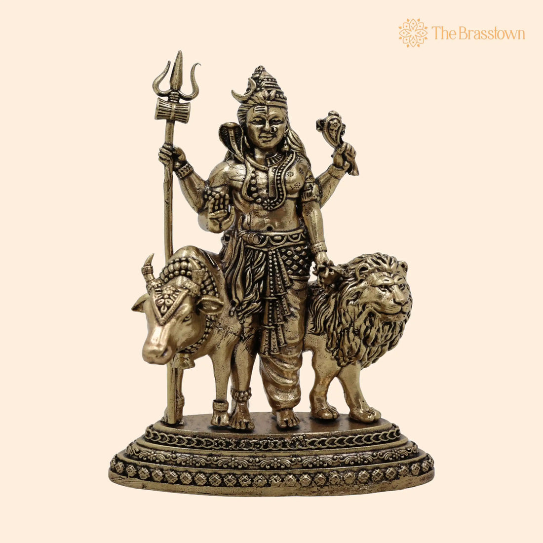 Brass Ardhanarishvara Idol – Handcrafted Ardhanari Arthanari Pital Statue for Home Temple, Puja &amp; Gifts 4.5 Inch 1