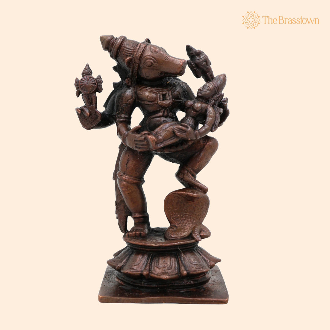 Copper Varaha Lakshmi Idol – Handcrafted Varahi Lakshmi Murti, Tamra Vigraham for Pooja, Home Temple, Spiritual Gift &amp; Décor 3.5 Inch 1
