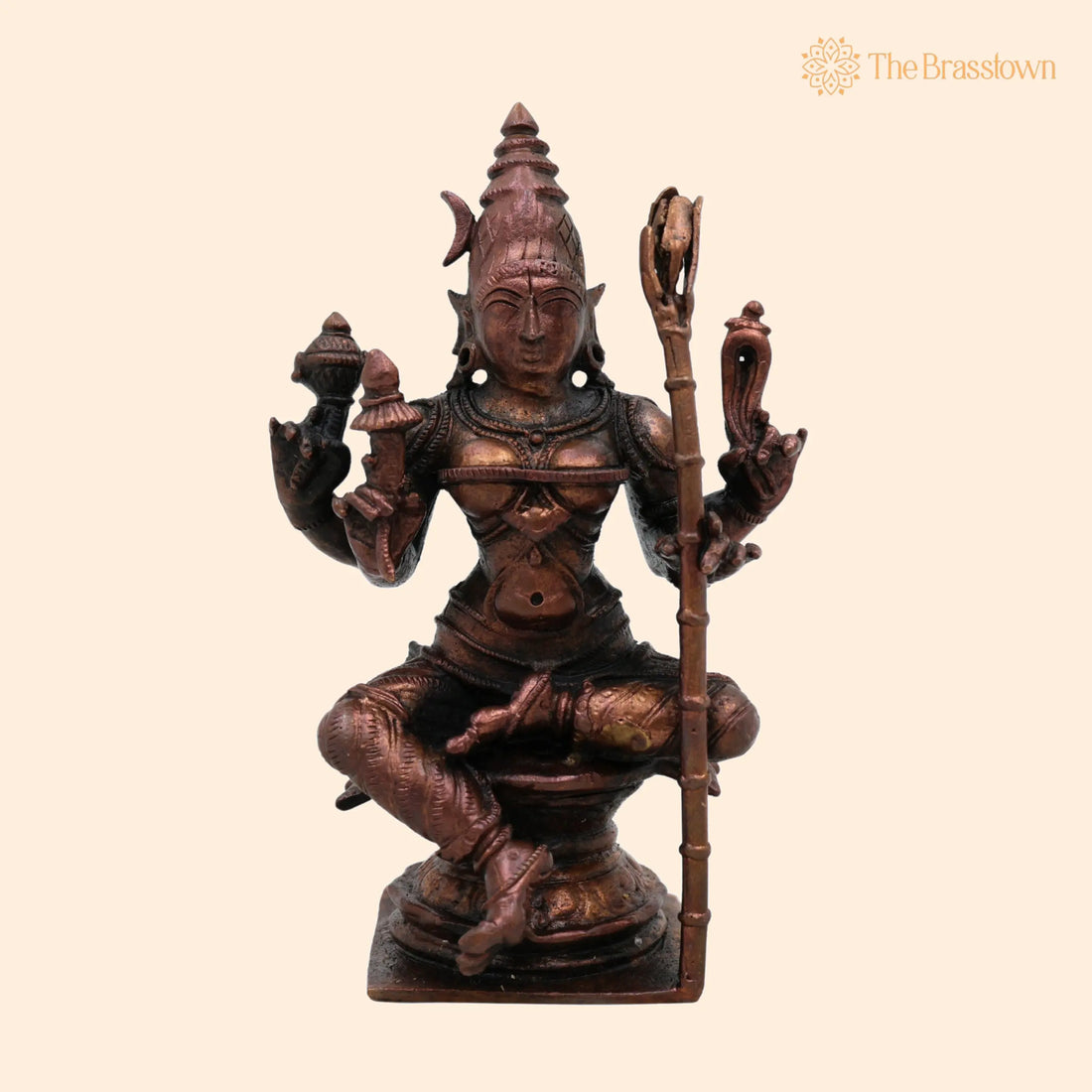 Copper Rajarajeshwari Idol – Handcrafted Mata Rajarajeshwari Murti, Raja Rajeswari Devi Statue for Home Temple, Puja &amp; Spiritual Gift 4 Inch 1