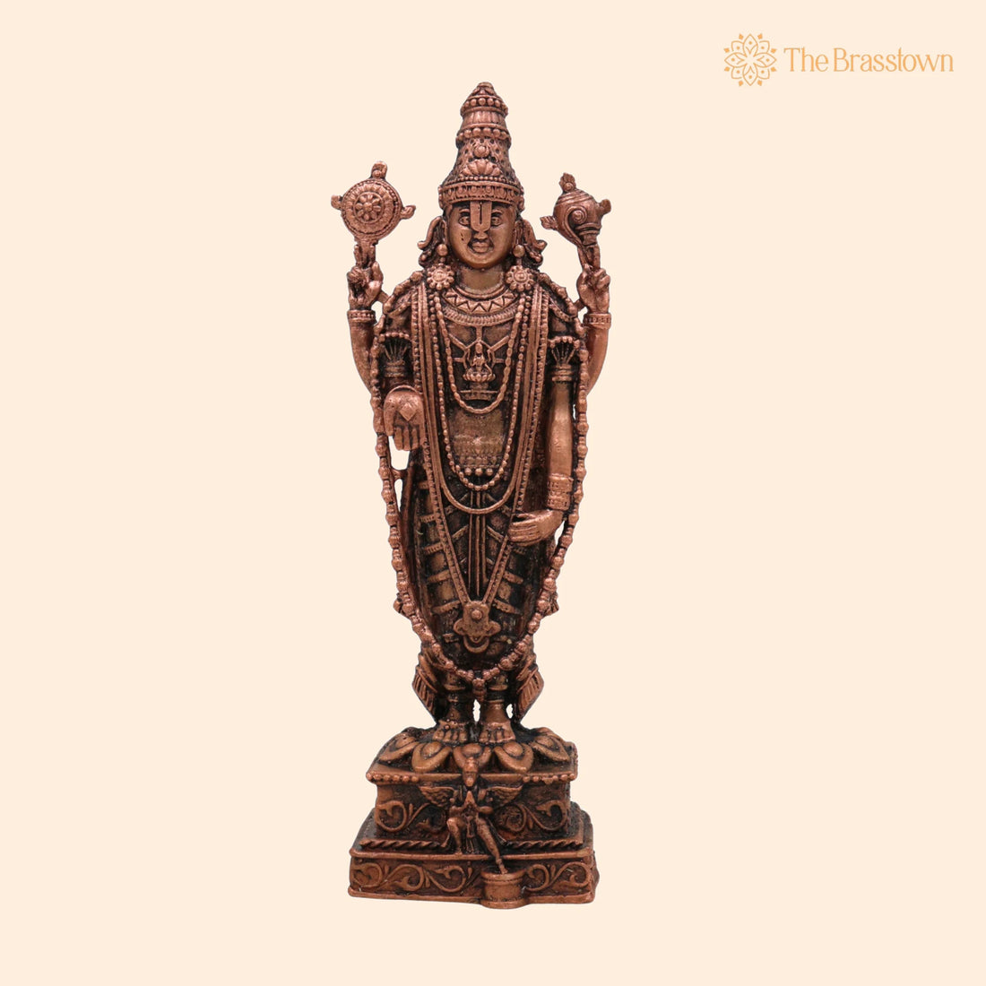 Copper Venkateshwara Balaji Idol – Handcrafted Tamra Tirupati Srinivasa Murti, Venkatachalapathy Perumal Statue 6.5 Inch 1
