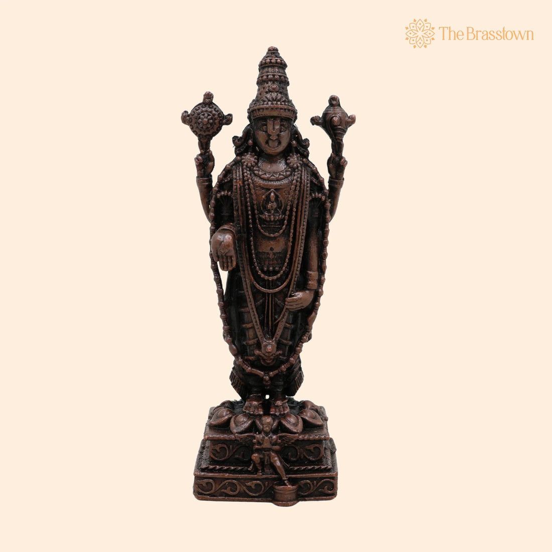 Copper Tirupati Balaji Idol – Handcrafted Tamra Venkatesha Statue for Pooja Mandir Home Décor &amp; Gifts 4 Inch 1