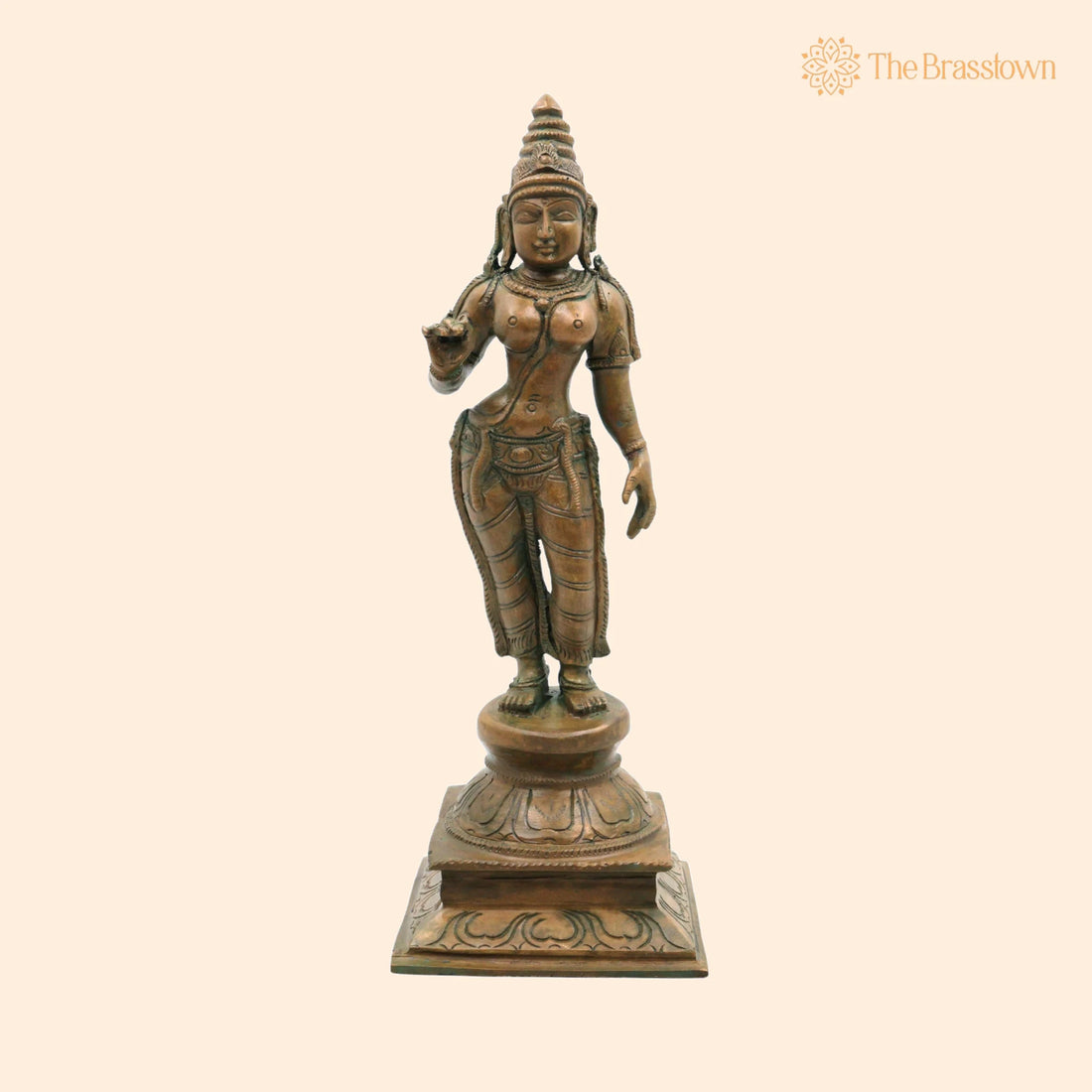 Divine Panchaloha Bhoga Shakti Parvati Idol – Handcrafted Bronze Shakti Devi Murti in Chola Style For Temple &amp; Home Décor 12 Inch 1