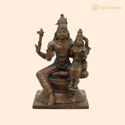 Handcrafted Bronze Shiva Parvati Idol – Uma Maheshwara for Puja, Home Mandir &amp; Décor 6.5 Inch 1
