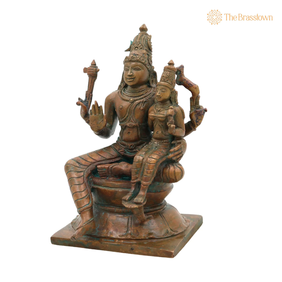 Handcrafted Bronze Shiva Parvati Idol – Uma Maheshwara for Puja, Home Mandir &amp; Décor 6.5 Inch 2
