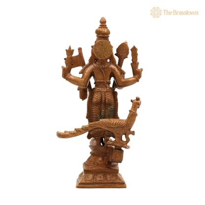Bronze Lord Murugan Idol – Handcrafted Subramanya Kartikeya Murti for Pooja, Temple &amp; Home Décor 6.5 Inch 4