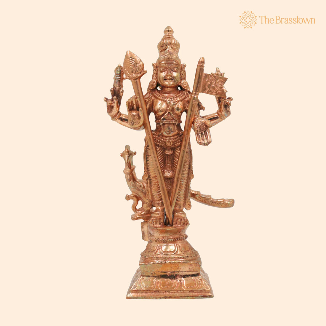Bronze Handcrafted Murugan Idol – Panchaloha Skanda Statue, Kartikeya / Subramanya / Shanmuga, South India Art 6.5 Inch 1