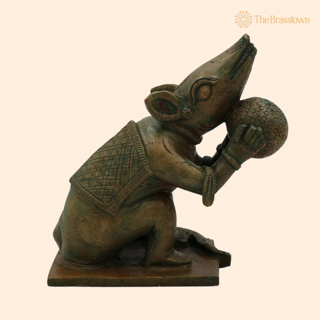 Bronze Mooshika Vahana Idol – Handcrafted Ganapati Vahana, Panchaloha Ganesh Mouse, Mushika Moorthi for Puja, Home Mandir &amp; Décor 4.5 Inch 1