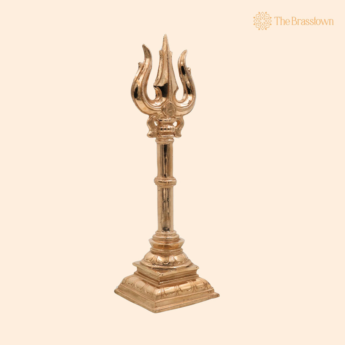 Bronze Panchaloha Trishul – Handcrafted Chola Art Lord Shiva Trishool, Mahadev Rudra Kailash Trident Sculpture for Temple 12 Inch 1