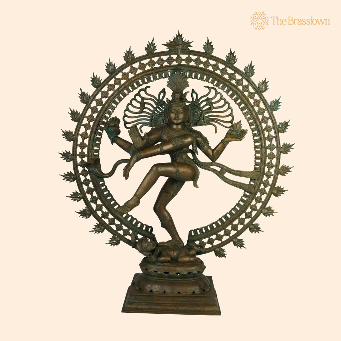 Bronze Panchaloha Nataraja Idol – Handcrafted Chola Art Dancing Shiva Cosmic Ananda Tandava Murti Statue, South Indian Temple Sculpture 34 Inch 1