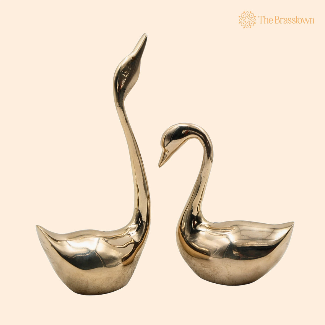 Brass Swan Sculpture Set – Handcrafted Animal Décor, Collectible Figurines &amp; Gift Pair, Set Of 2 8 Inch 1