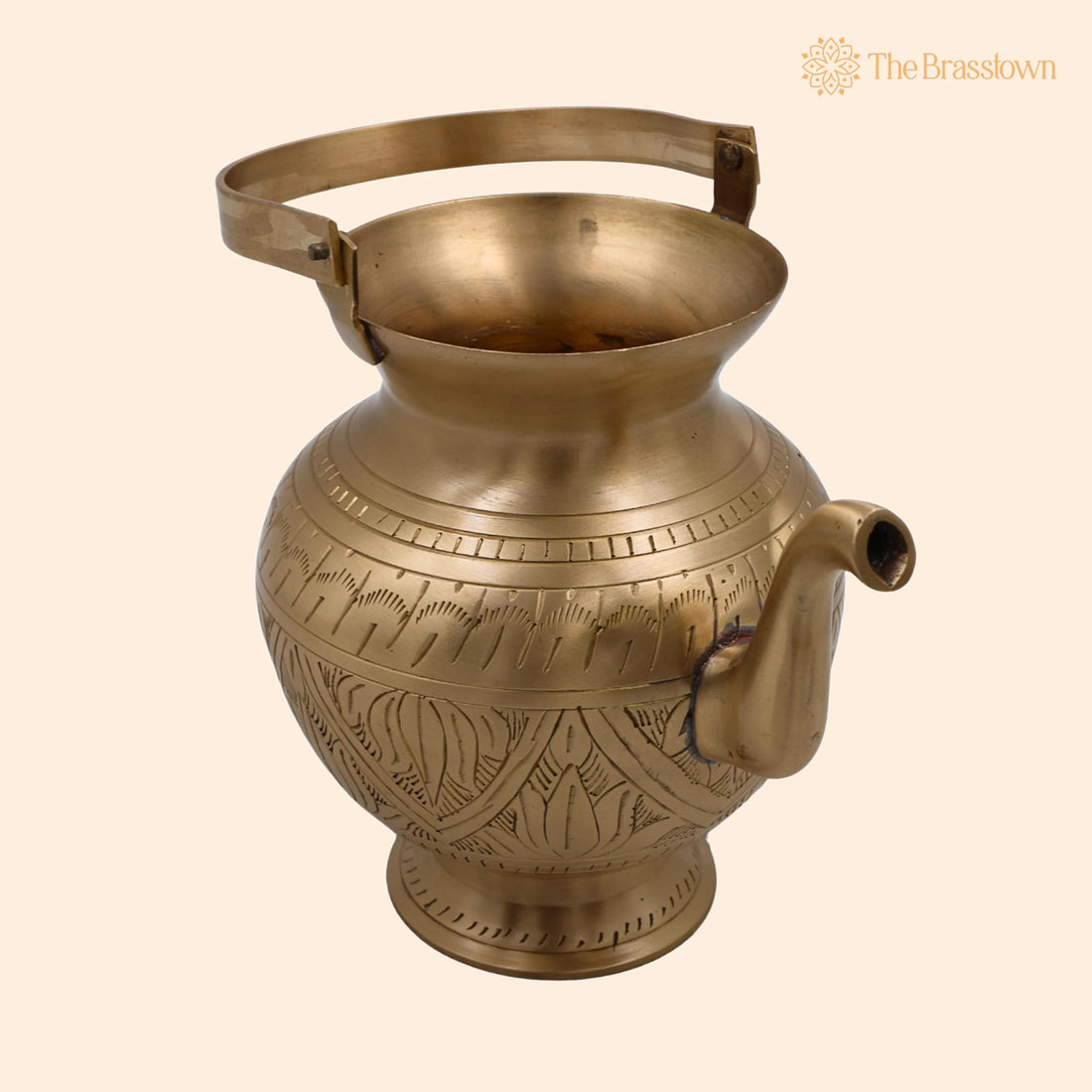 Brass Kamandal with Hand Carving – Handcrafted Sacred Holy Water Pot for Puja Rituals &amp; Home Mandir 6.5 Inch 1