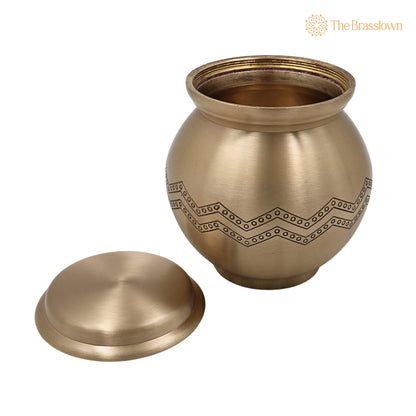 Handcrafted Brass Ghee Box – Multi-Purpose Storage Container for Kitchen, Pooja &amp; Spices, 1 Litre 5.5 Inch 3