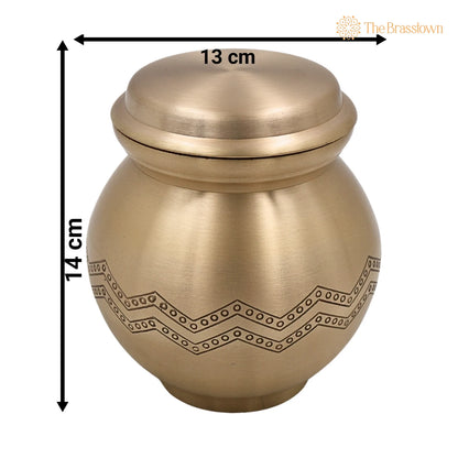 Handcrafted Brass Ghee Box – Multi-Purpose Storage Container for Kitchen, Pooja &amp; Spices, 1 Litre 5.5 Inch 5