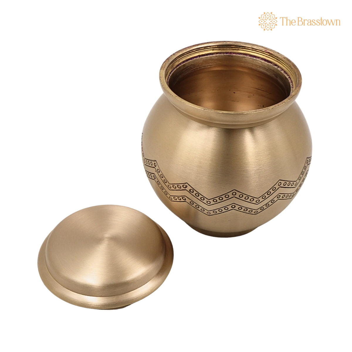 Handcrafted Brass Ghee Box – Multi-Purpose Storage Container for Kitchen, Pooja &amp; Spices, 1 Litre 5.5 Inch 6