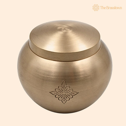 Handcrafted Brass Ghee Box – Traditional Multi-Use Storage Container for Kitchen &amp; Spices, 0.5 Litre 3.5 Inch 1