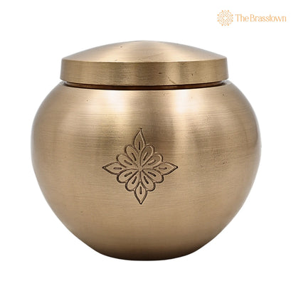 Handcrafted Brass Ghee Box – Traditional Multi-Use Storage Container for Kitchen &amp; Spices, 0.5 Litre 3.5 Inch 2