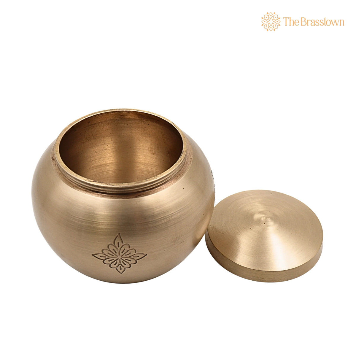 Handcrafted Brass Ghee Box – Traditional Multi-Use Storage Container for Kitchen &amp; Spices, 0.5 Litre 3.5 Inch 3