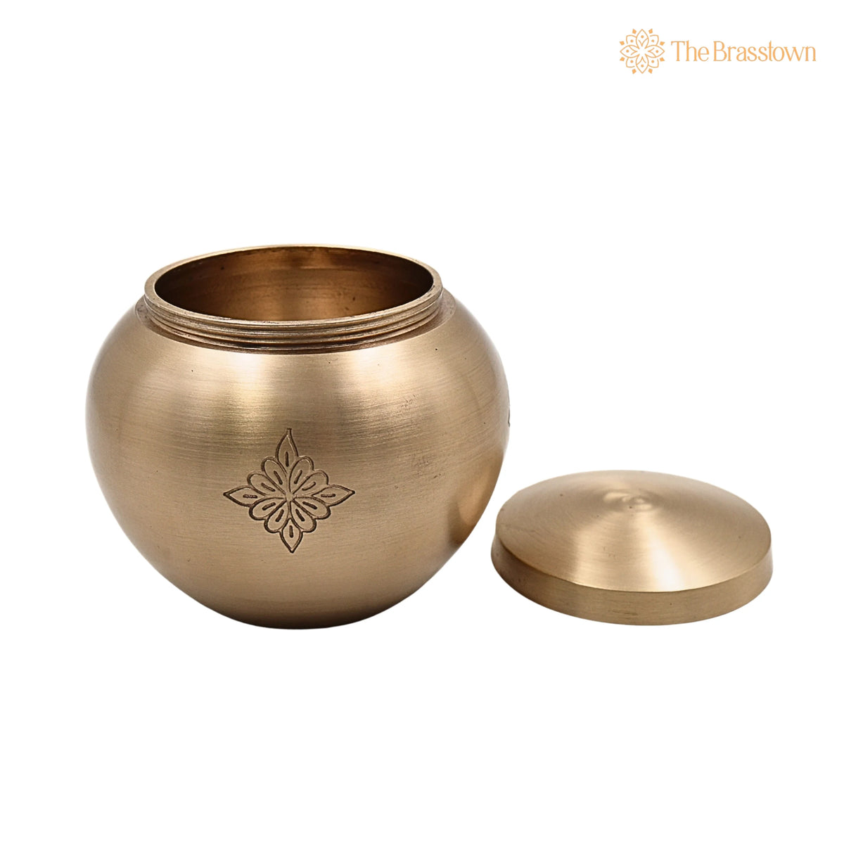 Handcrafted Brass Ghee Box – Traditional Multi-Use Storage Container for Kitchen &amp; Spices, 0.5 Litre 3.5 Inch 5