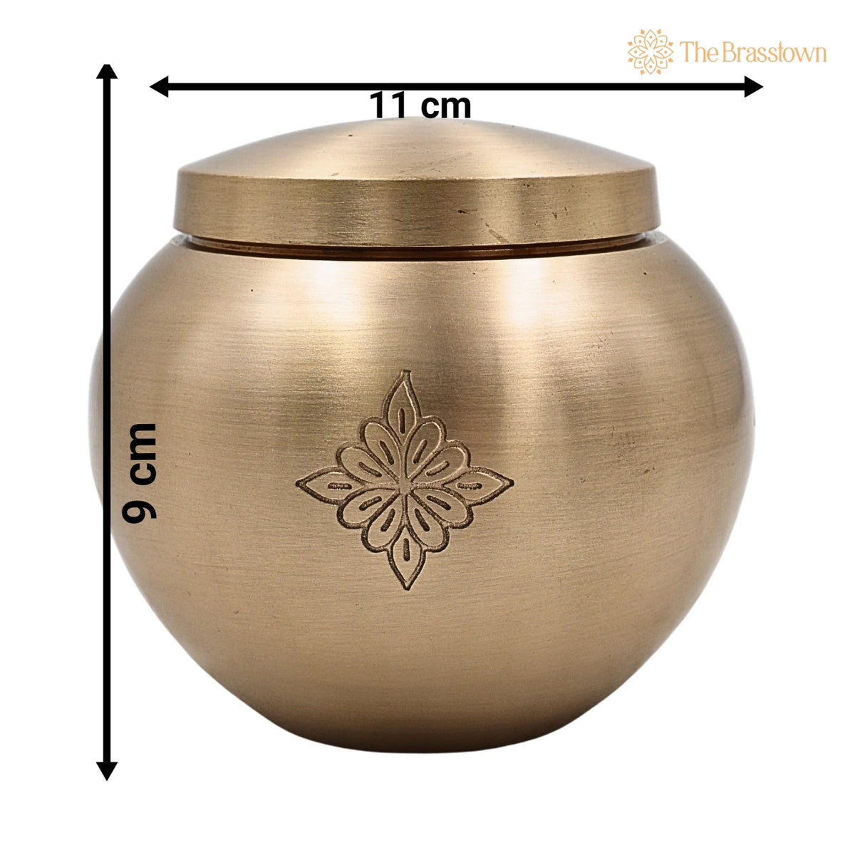 Handcrafted Brass Ghee Box – Traditional Multi-Use Storage Container for Kitchen &amp; Spices, 0.5 Litre 3.5 Inch 6