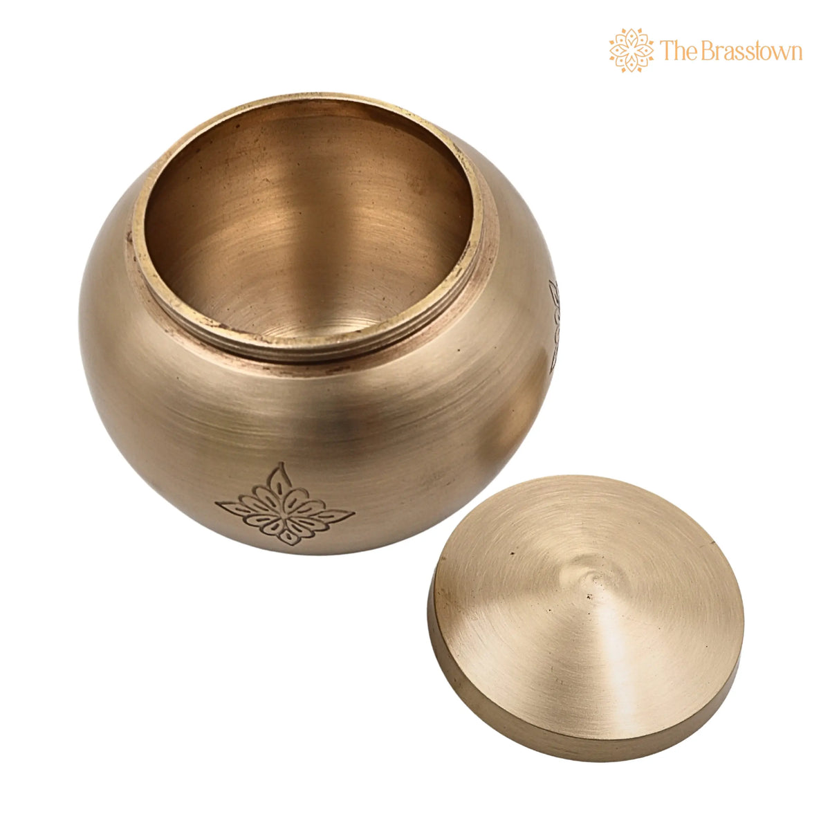 Handcrafted Brass Ghee Box – Traditional Multi-Use Storage Container for Kitchen &amp; Spices, 0.5 Litre 3.5 Inch 7