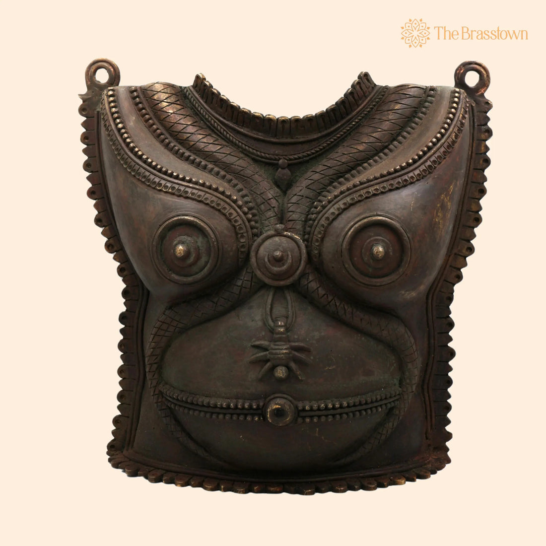 Handcrafted Vintage Brass Chest Armor – Decorative Kavach Cuirass, Medieval Warrior Breastplate Wall Art 17.5 Inch 1