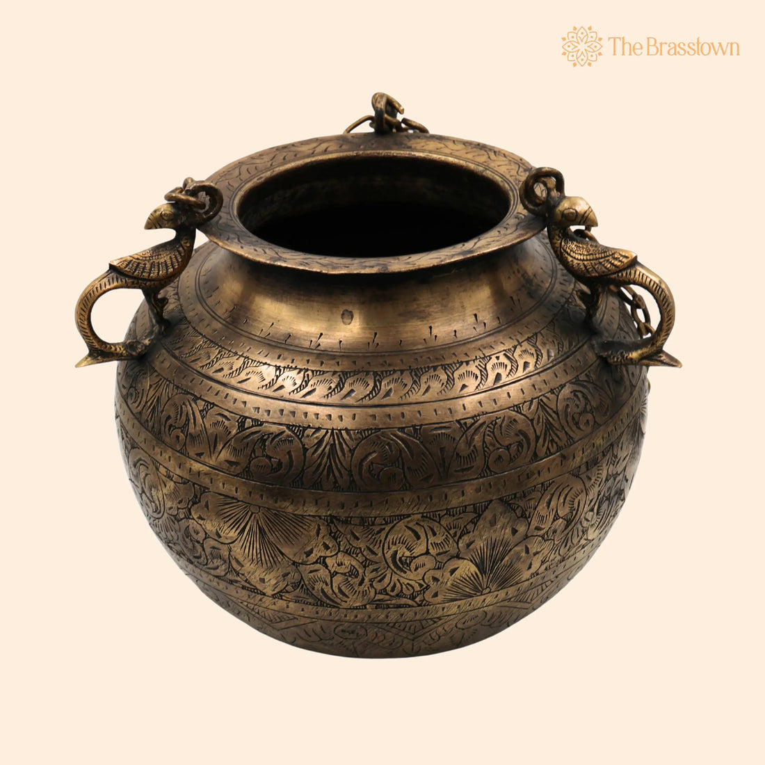 Handcrafted Brass Hanging Planter – Vintage Brass Hanging Pot with Chain for Indoor &amp; Outdoor Décor 10 Inch 1