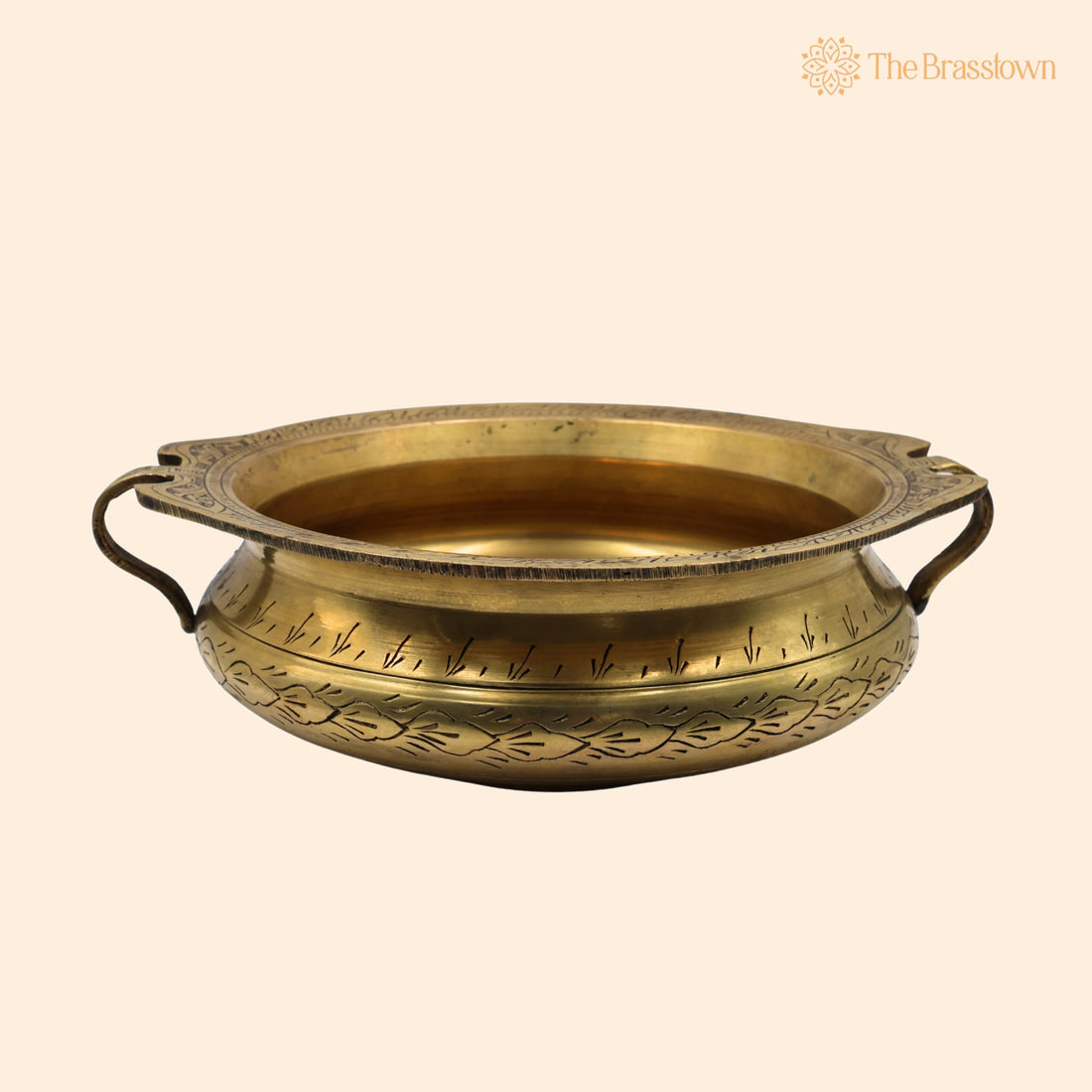Brass Hand Carved Urli for Temple – Decorative Vintage Flower Floating Bowl, Traditional Brass Urli for Puja 4 Inch 1