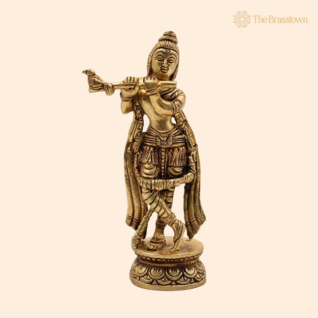 Brass Krishna Sculpture – Handcrafted Gopal Krishna Govinda Idol For Home, Office &amp; Temple Décor 7 Inch 1