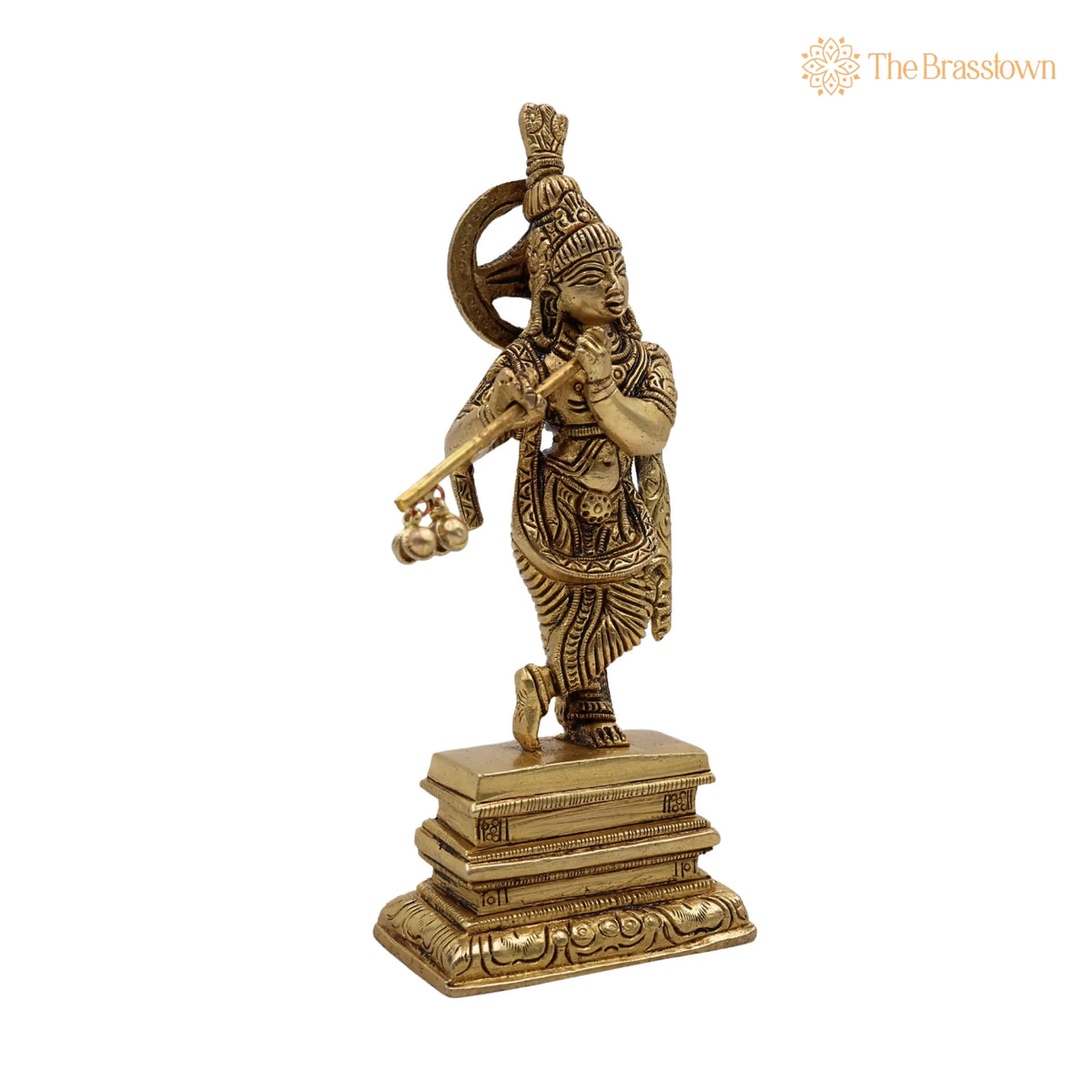 Brass Krishna Sculpture – Exquisite Standing Handcrafted Krishna Idol for Home and Temple Décor 6.5 Inch 2