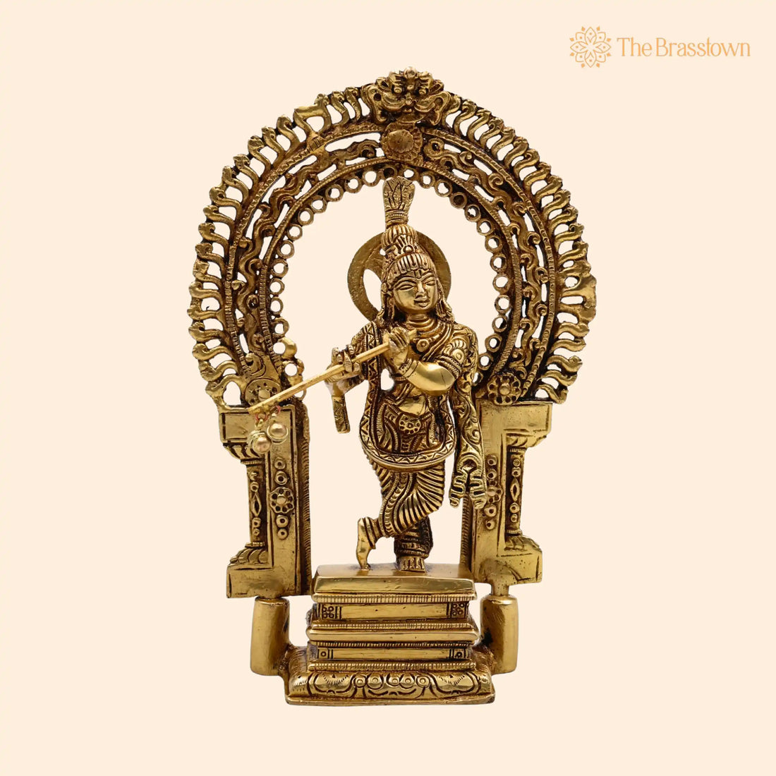Brass Krishna Idol – Handcrafted Govinda Murti for Home &amp; Pooja Room Décor Prabhavali 8 Inch 1