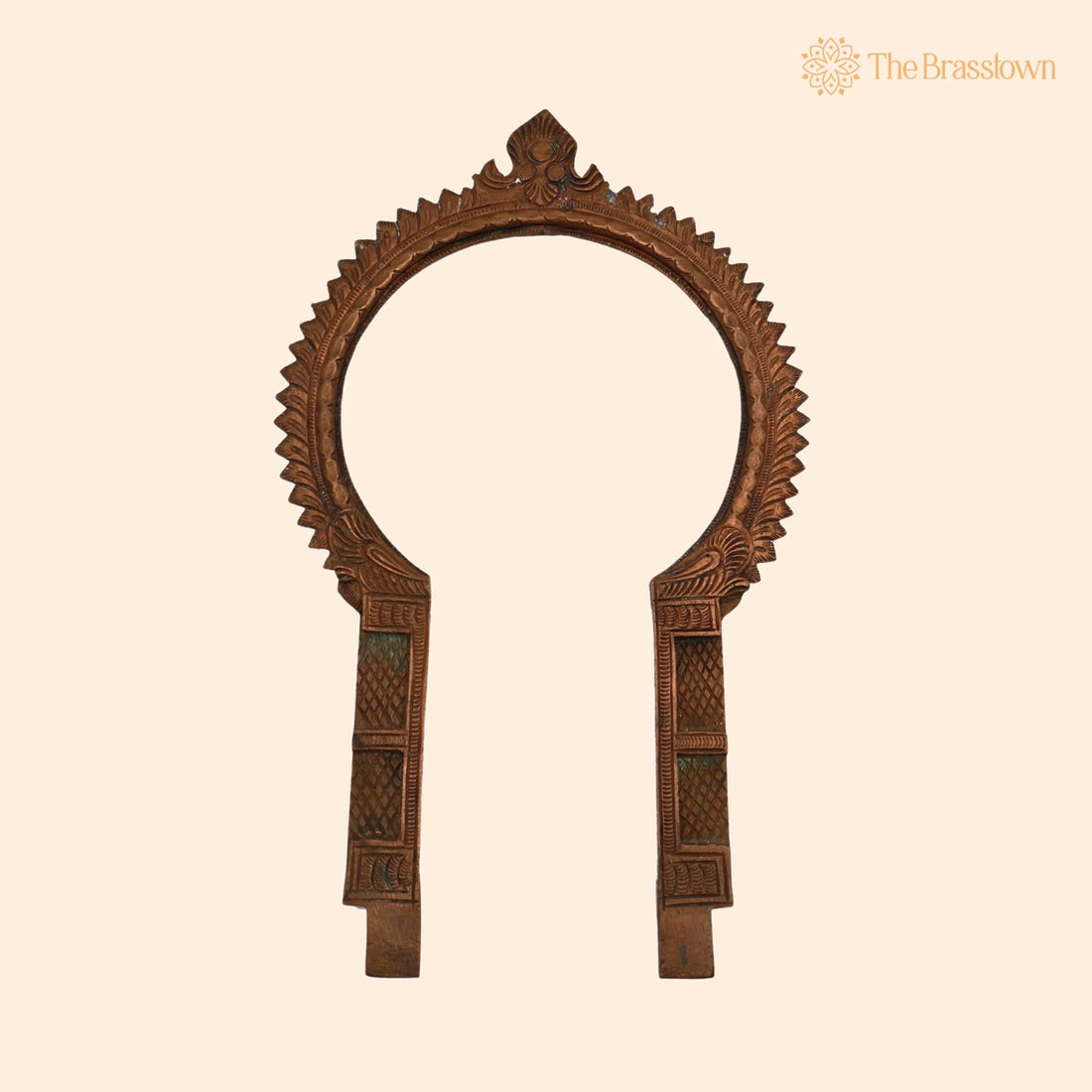 Copper Prabhavali Frame Arch Wall Hanging – Handcrafted Prabhawali for Deity, Traditional Temple Décor Backdrop Prabhaval for Home Mandir 11 Inch 1