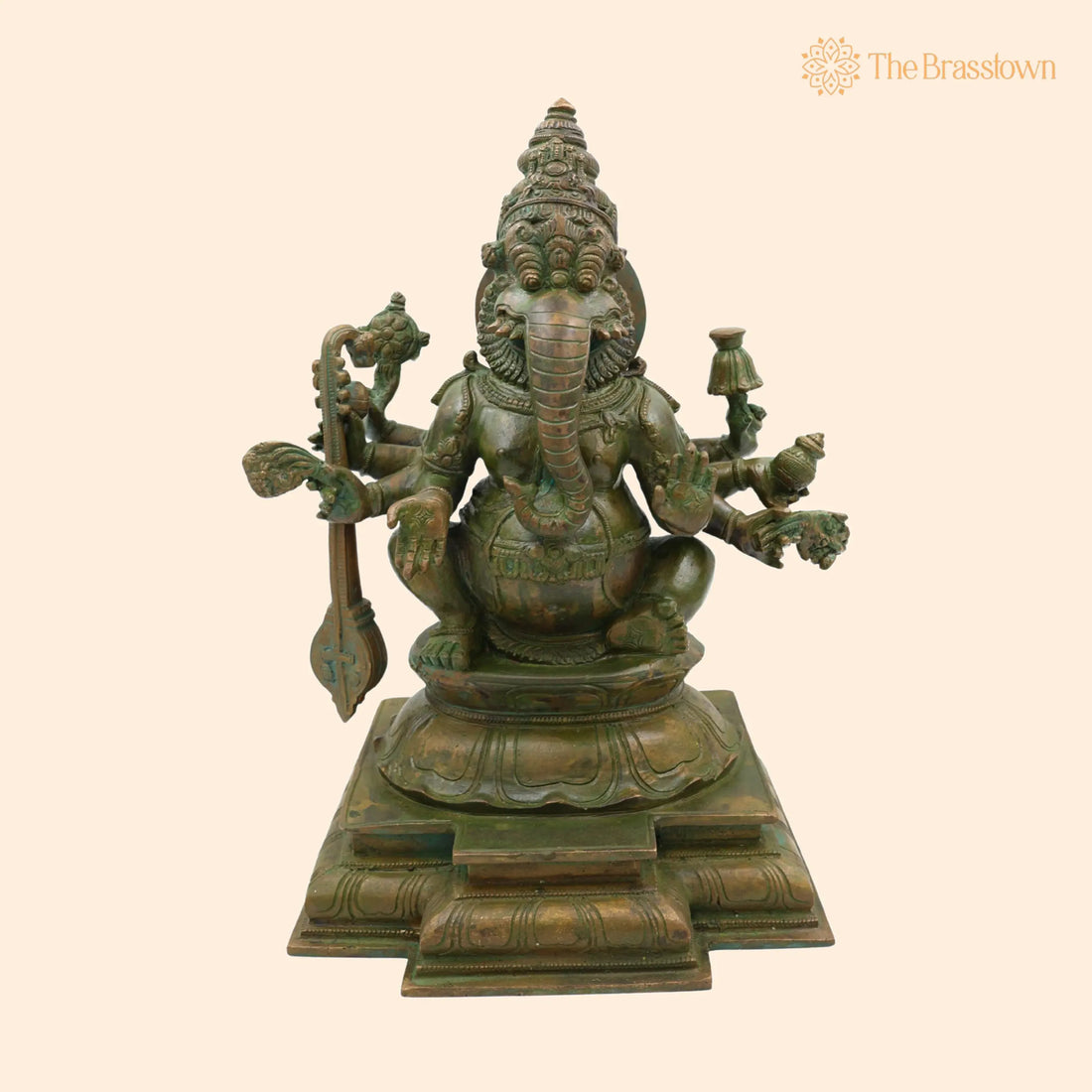 Bronze Narasimha Ganapati Idol – Handmade Panchaloha Sculpture, Chola Art Lost Wax Casting, 33 Cm for Puja, Home Mandir &amp; Décor 1