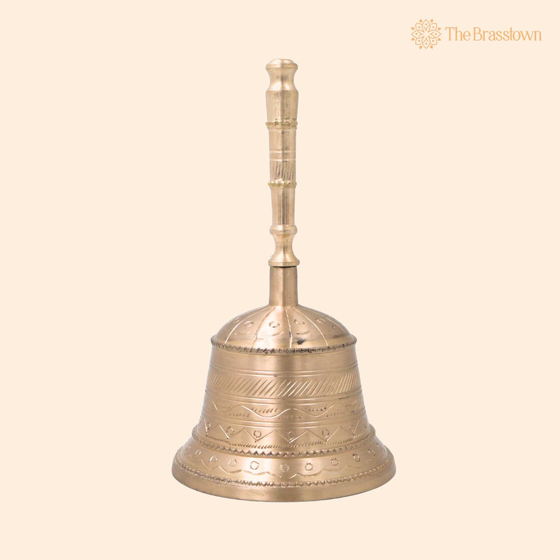 Bronze Handmade Pooja Bell – Traditional Temple Ghanti, Ganta, Mani, Ganti For Aarti &amp; Rituals With Carving 7 Inch 1