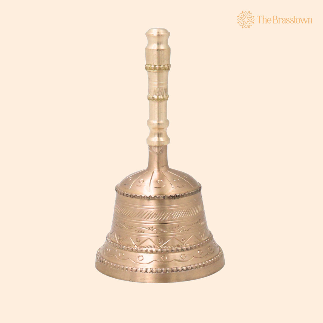 Handcrafted Bronze Pooja Bell – Traditional Ganti \Gandi For Aarti, Temple, Mandir Use, Handmade Panchaloha Ghanti 7 Inch 1